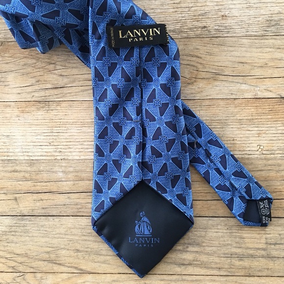 Lanvin Paris | Mens Blue Silk Necktie - Picture 2 of 3